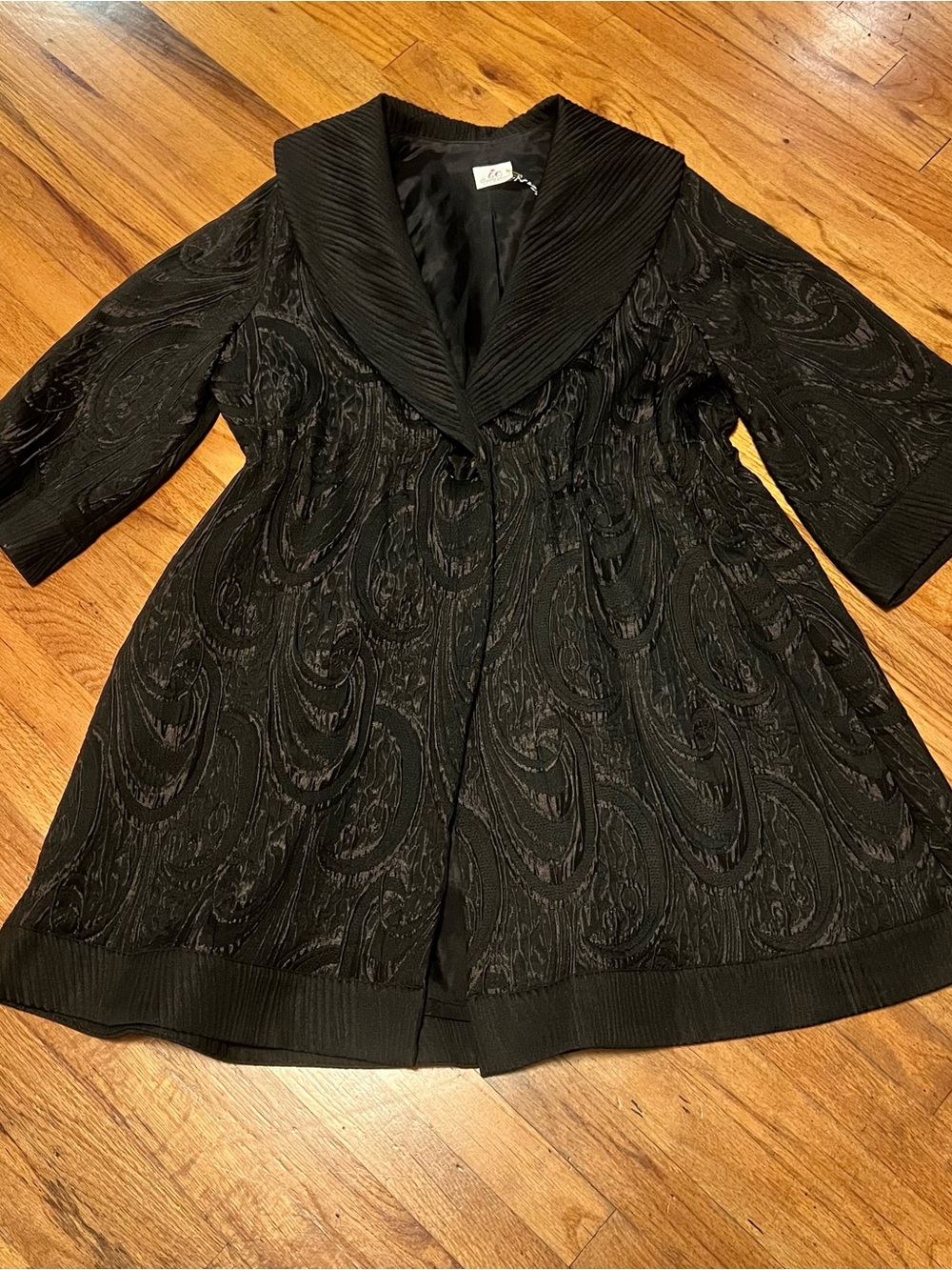 Women's Black Textured Shawl Collar Jacket